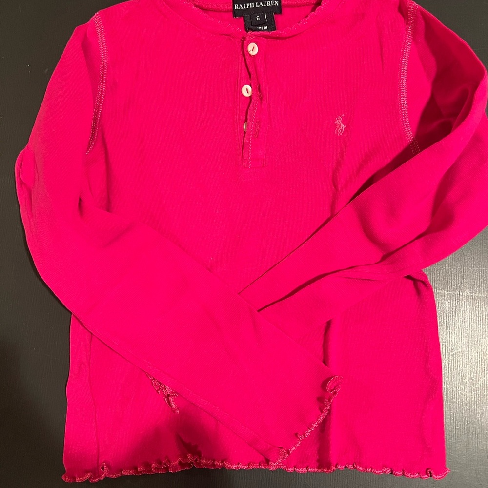 Girls Ralph Lauren Long Sleeve Pink Shirt Size 6